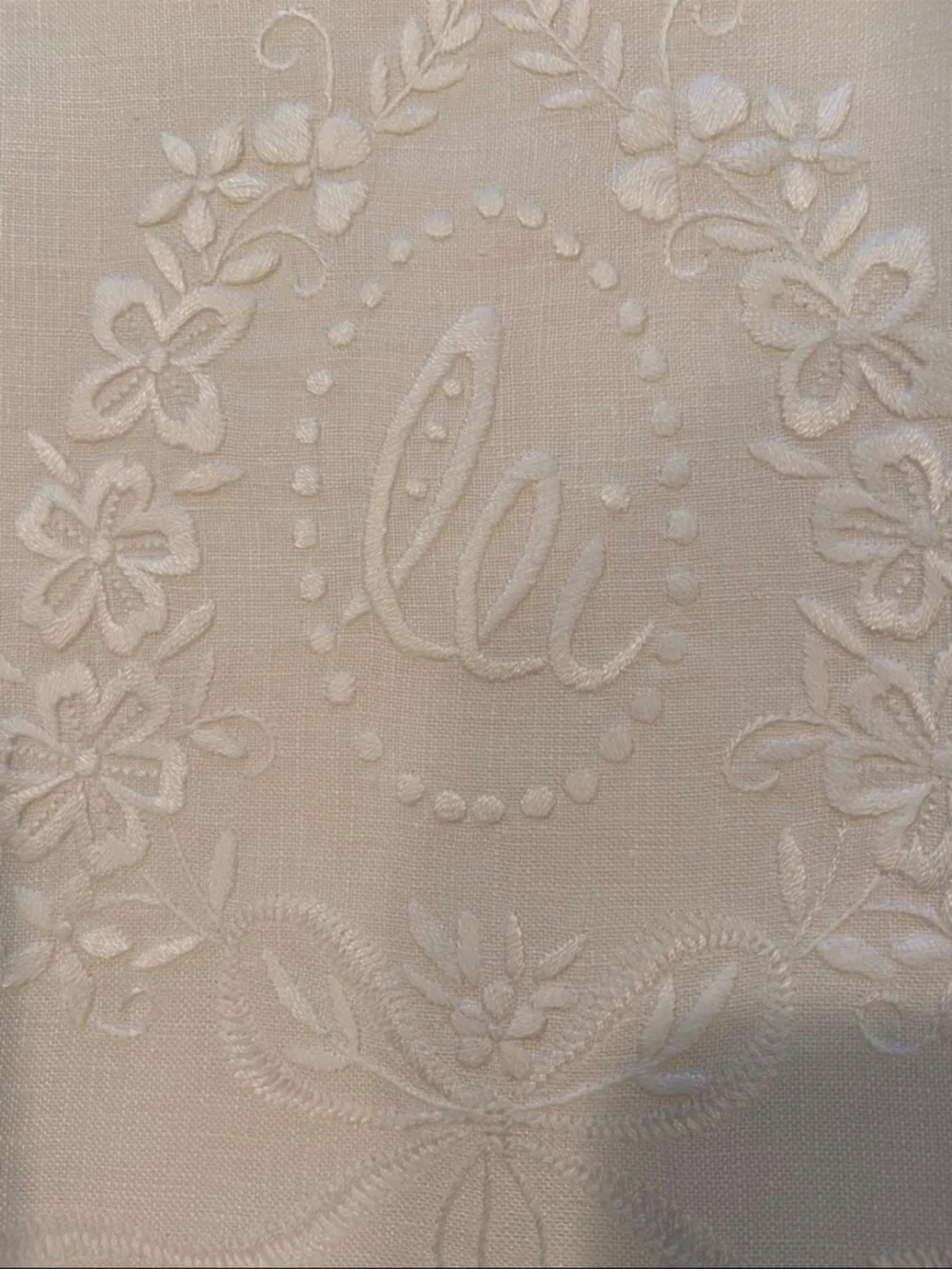 Gorgeous Vintage White Embroidered Bath Towels Set - in italian ‘his&hers’